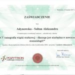 Certyfikat dr Aleksandra Adynowska-Sołtan