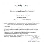 Certyfikat dr Agnieszka Szydłowska