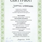 Certyfikat Justyna Wydryszek